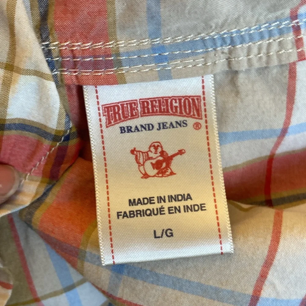 True Religion Plaid Long Sleeve  Button Up Shirt men’s size Large